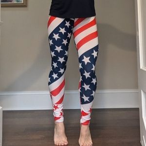 Patriotic American Flag Leggings Stars Small